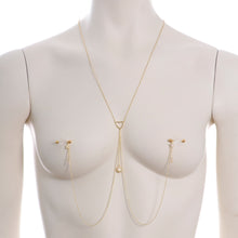 14G 5/8 Aurora Gem Gold Tone Sun Heart Star Nipple Chain Necklace
