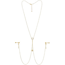 14G 5/8 Aurora Gem Gold Tone Sun Heart Star Nipple Chain Necklace