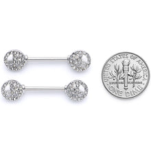 14G 9/16 Clear Gem Retro Peace Sign Barbell Nipple Ring Set