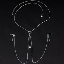 14G 5/8 Blue Gem Sun Heart Star Nipple Chain Necklace