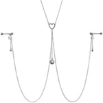 14G 5/8 Clear Gem Sun Heart Star Nipple Chain Necklace