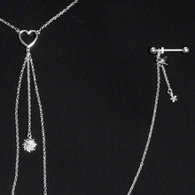14G 5/8 Clear Gem Sun Heart Star Nipple Chain Necklace