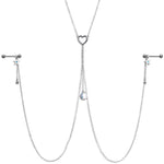 14G 5/8 Blue Gem Moon Heart Star Nipple Chain Necklace