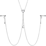 14G 5/8 Clear Gem Moon Heart Star Nipple Chain Necklace