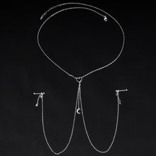 14G 5/8 Clear Gem Moon Heart Star Nipple Chain Necklace