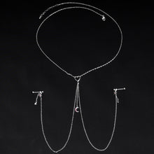 14G 5/8 Pink Gem Moon Heart Star Nipple Chain Necklace