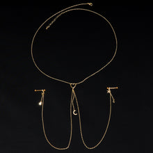 14G 5/8 Aurora Gem Gold Tone Heart Star Nipple Chain Necklace