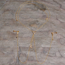 14G 5/8 Aurora Gem Gold Tone Heart Star Nipple Chain Necklace