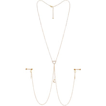 14G 5/8 Aurora Gem Gold Tone Heart Star Nipple Chain Necklace
