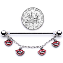 14G Monster Fang Halloween Chain Dangle Industrial Barbell 38mm
