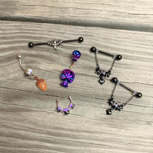 16G 3/8 Black Purple Cauldron Halloween Cartilage Clicker