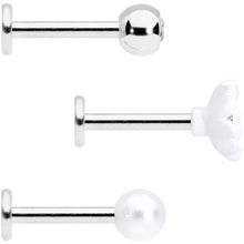 16G 5/16 Clear Gem Flower Labret Tragus Set of 3