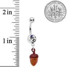 Clear Gem Brown Autumn Acorn Dangle Belly Ring