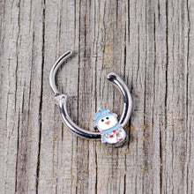 16G 3/8 Snowman Winter Holiday Christmas Septum Clicker