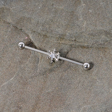 14G Clear Gem Snowflake Industrial Barbell 38mm