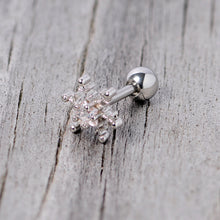 16G 1/4 Clear Gem Winter Snowflake Cartilage Tragus
