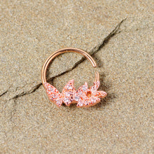 16G 3/8 Clear CZ Gem Rose Gold Tone Trio Butterfly Seamless Ring
