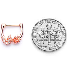 16G 1/4 Clear CZ Gem Rose Gold Tone Butterfly Cartilage Clicker