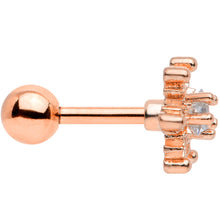 16G 1/4 Clear Gem Rose Gold Tone Snowflake Cartilage Tragus