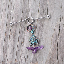 14G Purple Gem Solstice Sun Moon Dangle Halloween Industrial Barbell 38mm
