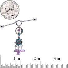 14G Purple Gem Solstice Sun Moon Dangle Halloween Industrial Barbell 38mm
