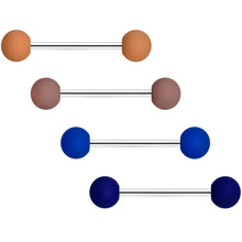 Blue and Brown Matte Barbell Tongue Ring Set of 4