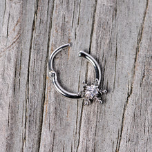 16G 3/8 Clear Gem Holiday Snowflake Septum Clicker