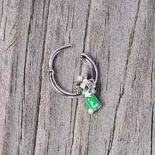16G 3/8 Clear Gem Green Champagne Bottle Holiday Septum Clicker