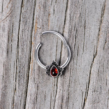 16G 3/8 Red Gem Holly Leaf Holiday Hinged Segment Ring