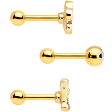 16G 1/4 Aurora Gem Gold Tone Flower Cartilage Tragus Set of 3
