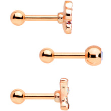 16G 1/4 Aurora Gem Rose Gold Tone Flower Cartilage Tragus Set of 3