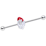 14G Red White Santa Christmas Industrial Barbell 38mm