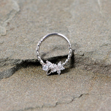 16G 3/8 Clear Gem Star Twisted Hinged Segment Ring