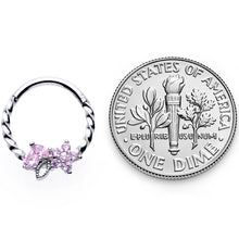 16G 3/8 Pink Gem Star Twisted Hinged Segment Ring