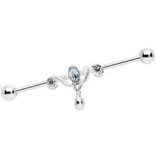 14G Clear Gem Drop Dangle Industrial Barbell 38mm