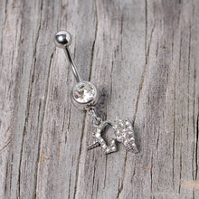 Clear Gem Silhouette Unicorn Dangle Belly Ring