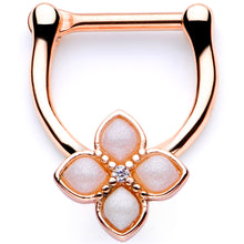 16G 3/8 White Faux Opal Rose Gold Tone Regal Cartilage Clicker