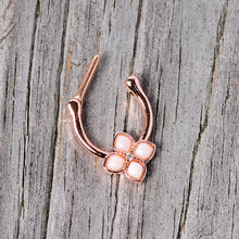 16G 3/8 White Faux Opal Rose Gold Tone Regal Cartilage Clicker