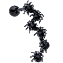 16G 1/4 Black CZ Gem Black Spider Halloween Cartilage Tragus