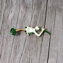Green Gold Tone Frog Flower Double Mount Belly Ring