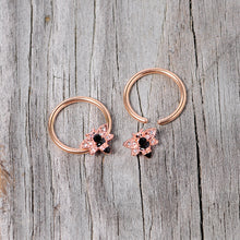 14G 9/16 Black Clear Gem Rose Gold Tone Bee BCR Nipple Ring Set