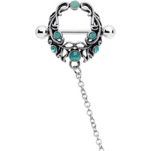 14G 9/16 Green Faux Opal Wreath Nipple Shield Dangle Nipple Chain
