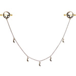 14G Clear Gem Gold Tone Moon Mermaid Nipple Shield Dangle Chain
