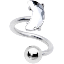 14G 3/8 Clear Gem Faceted Crescent Moon Spiral Twister Belly Ring