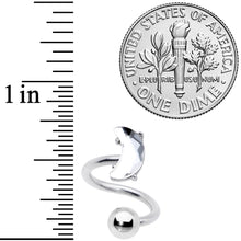 14G 3/8 Clear Gem Faceted Crescent Moon Spiral Twister Belly Ring