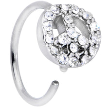 20G 5/16 Clear Gem Retro Peace Sign Nose Hoop