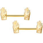 14G 9/16 Gold Tone Fast Food Fries Barbell Nipple Ring Set