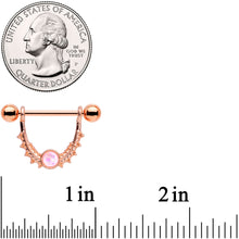 14G 9/16 White Faux Opal Rose Gold Tone Dangle Nipple Ring Set