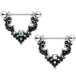 14G 9/16 Aurora Gem Baroque Bat Nipple Shield Set