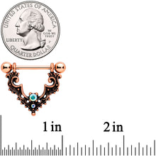 14G 9/16 Aurora Gem Rose Gold Tone Baroque Bat Nipple Shield Set